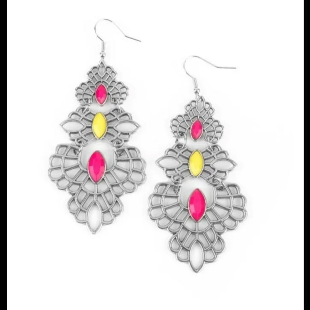 Paparazzi Flamboyant Frills Yellow Earrings Nwt